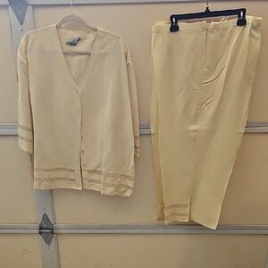 Classic Women's Two-Piece Cream Pantsuit